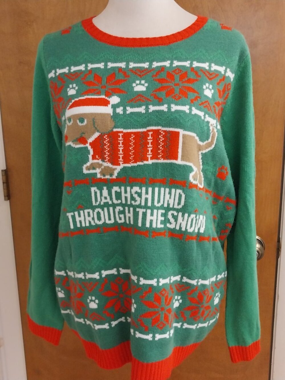 NORTHER POLE "DACHSHUND THROUGH THE SNOW" SIZE XL CHRISTMAS SWEATER